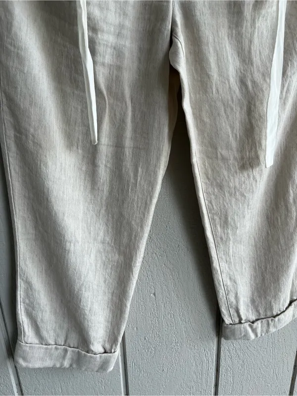 Aritzia Wilfred Linen Blend Cropped Trousers in Cream Size S - Image 7