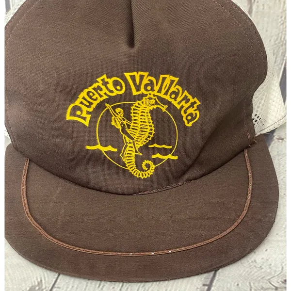 Vintage Puerto Vallarta Snapback Hat Brown - Image 5