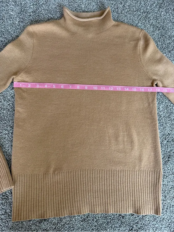 French Connection Camel Mock Neck Ribbed Sweater Women’s M Minimalist - Image 6