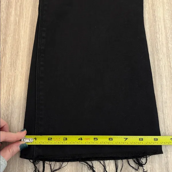 Spanx Cropped Flare Raw Hem Black Denim Jeans Size Large - Image 10