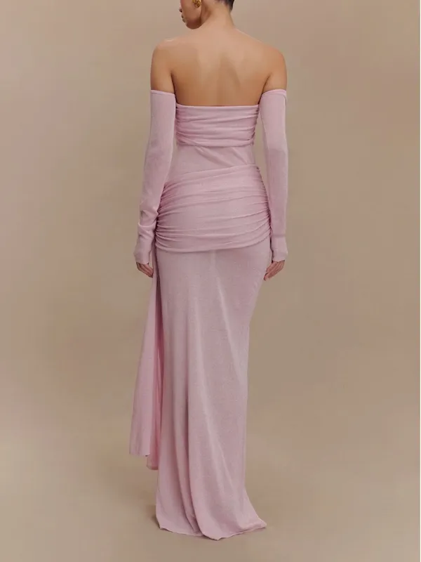 Meshki Ingrid Metallic Knit Maxi Dress in Baby Pink NWT - Image 2