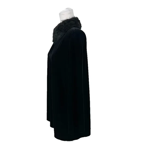 Vintage Cachet Velvet Black Cardigan Jacket Large Faux Fur Party‎ Wear Glamour - Image 5
