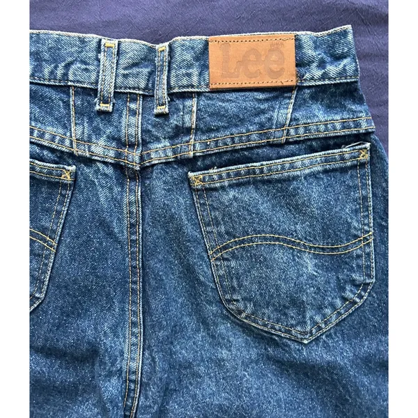 Vintage Lee High Waisted Straight Leg Jeans Medium Wash Raw Hem Size 6 Med USA - Image 2