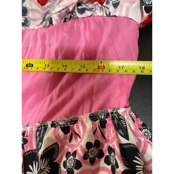 Anthropologie x Maeve Tiered Printed Mini Dress large EMBROIDERED SQUIGGLE - Image 12