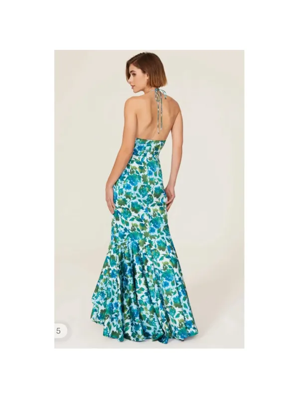 Amur Edie Floral Ruffle Cascade Halter Maxi Dress - Image 5