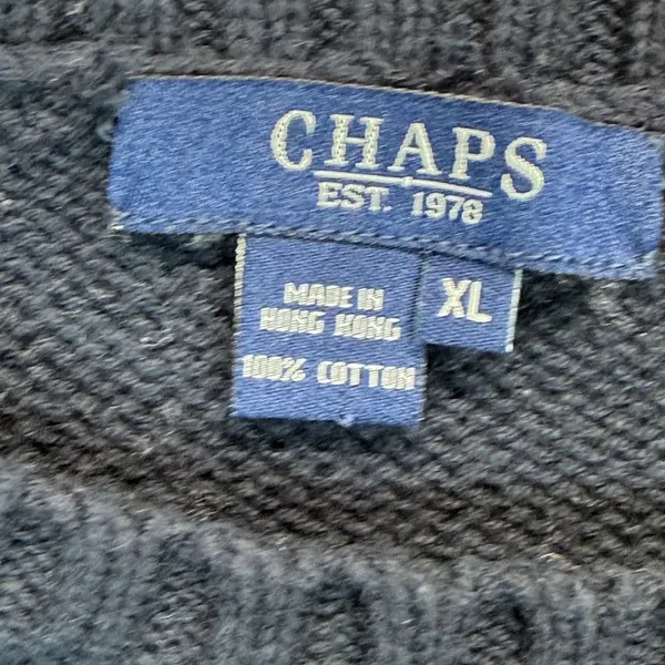 Chaps Breton Striped Cotton‎ Knit Sweater Gold Button Detail Nautical XL READ - Image 5