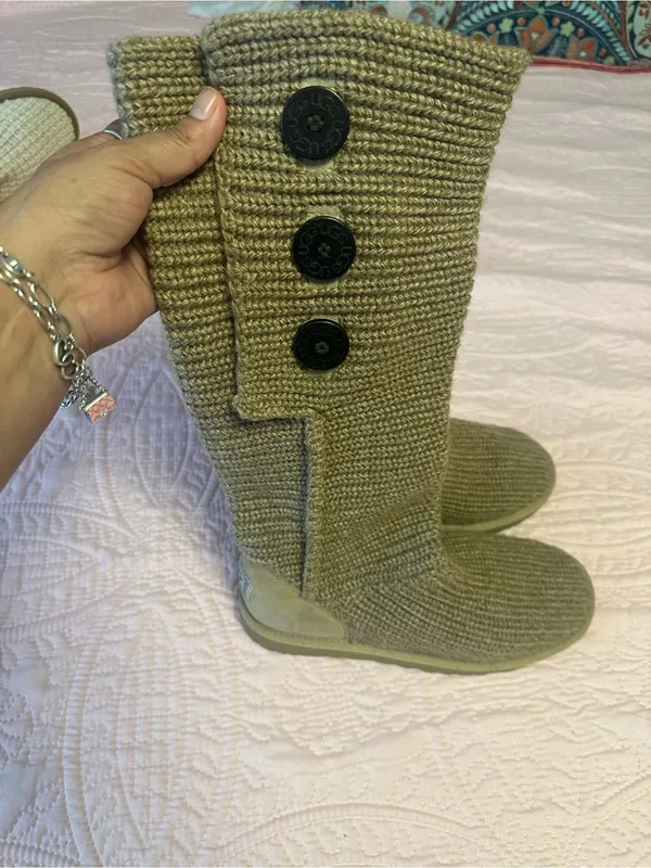 UGG Tall Knit Button Boot in Chestnut/Tan - Image 2