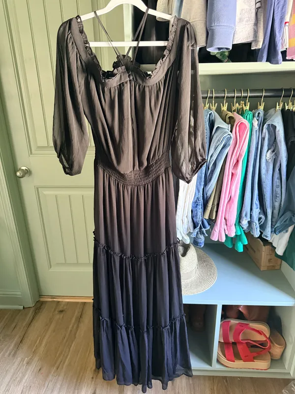 1.STATE Halter Neck Tiered Maxi Dress - Image 3