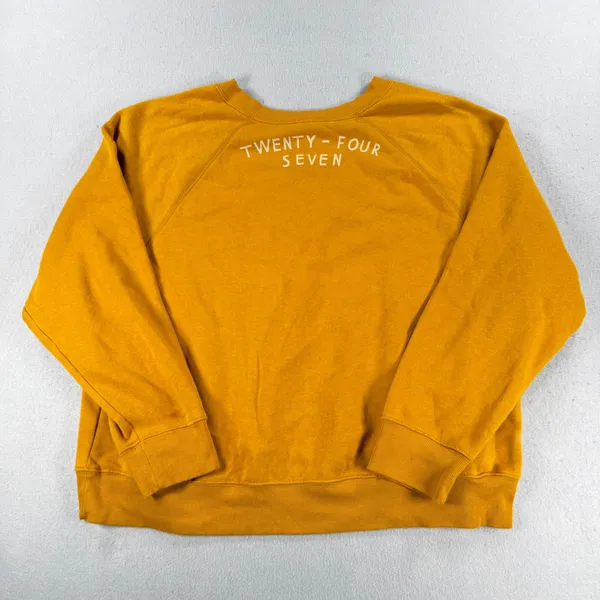 old Navy Womens XL Chill Vibes Mustard Yellow Raglan Fleece - Image 2