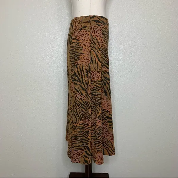 Silver Threads Vintage Animal Print Stretchy Knit Pull On Midi Skirt, Sz Medium - Image 5