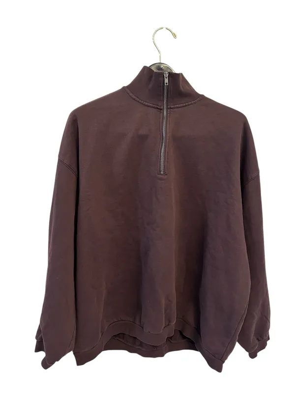 SKIMS Oversize Fleece Half Zip Pullover in Espresso small NWT - Image 4