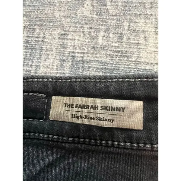 AG Adriano Goldschmied Distressed Black The Farrah Skinny High Rise Jeans 26R - Image 4
