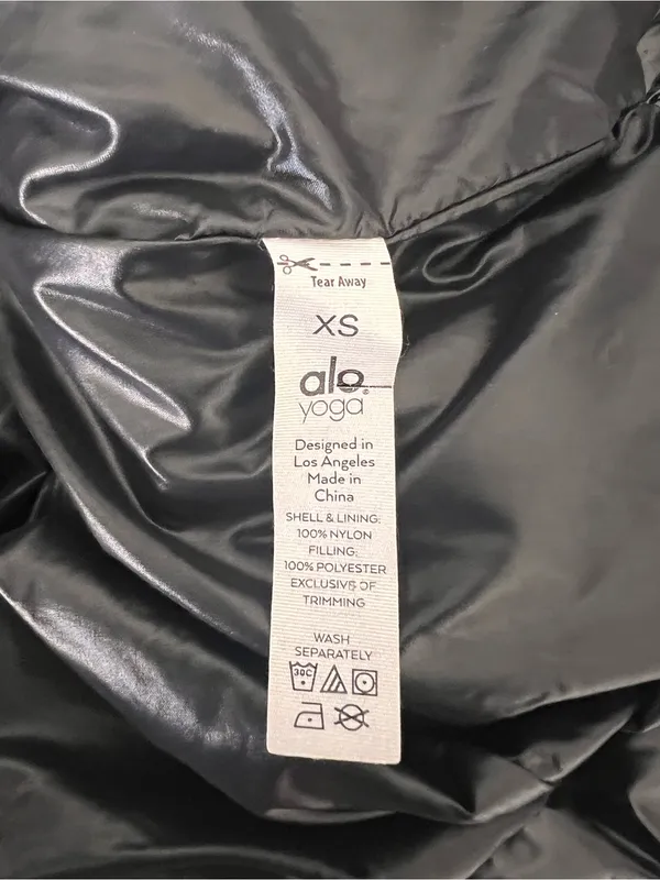 Alo Yoga Glossy Stunner Puffer Hooded Jacket Fall Coat Black Size XS - Image 10