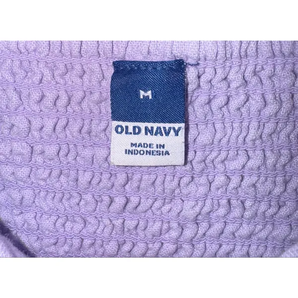 Old Navy Linen Blend Lavender Purple Midi Dress Womens Medium Smocked Sweetheart - Image 7