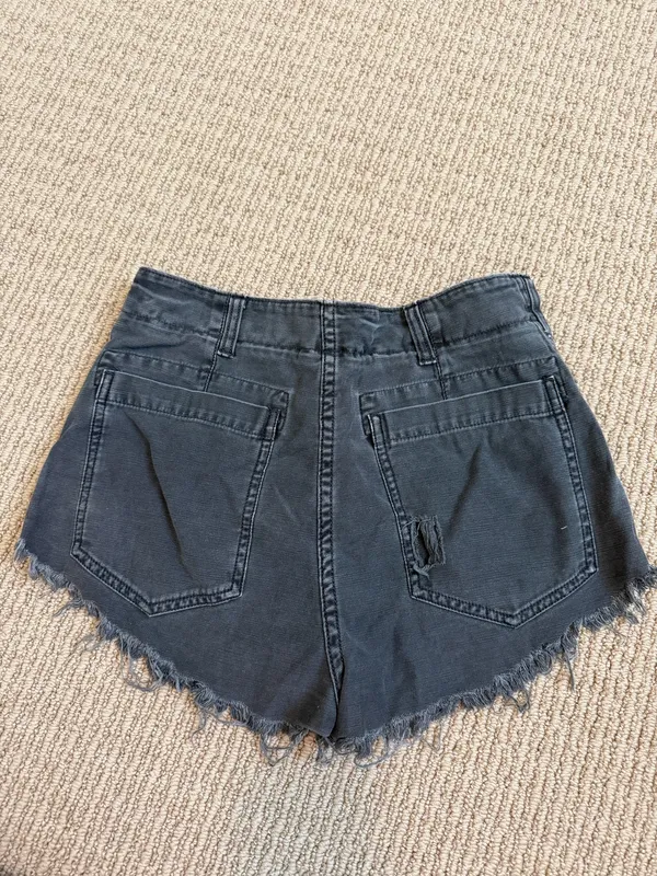 Free People Washed Black Denim Shorts - Image 2