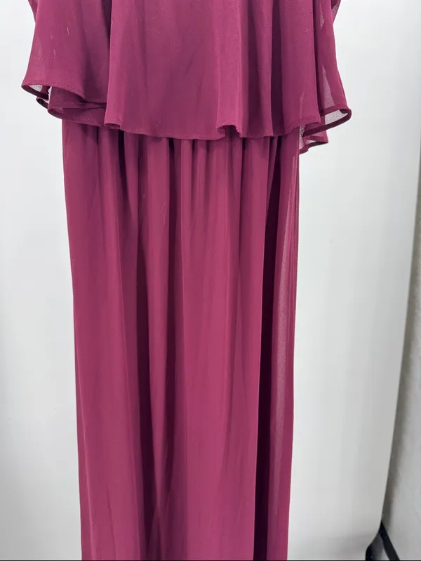 Show Me Your MuMu Caitlin Ruffle Maxi Dress S Merlot Chiffon flowy wedding event - Image 9