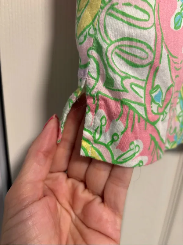 Lilly Pulitzer Pink Green Paisley Print Cotton A-Line Skirt Size 6 - Image 6