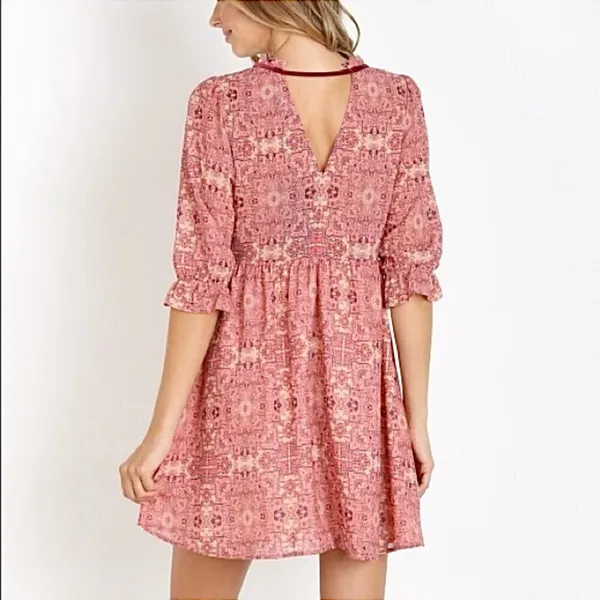For Love and Lemons Geneva Patterned Mini Dress Size Small - Image 2
