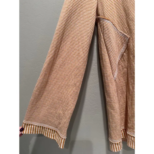Anthropologie Maeve‎ Striped Cowl Neck Mustard Tai Sweater Top Size XS - Image 7