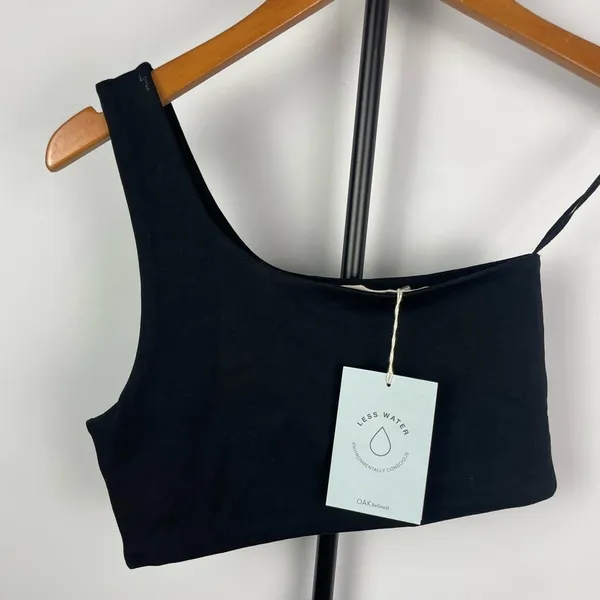 Oak + Fort Black Single Shoulder Crop Bra‎ Top - Image 2