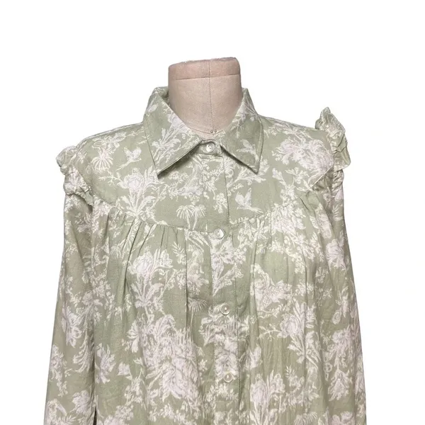 Roller Rabbit Caxias Darya Dress‎ Sage Green White Floral Size Small - Image 4