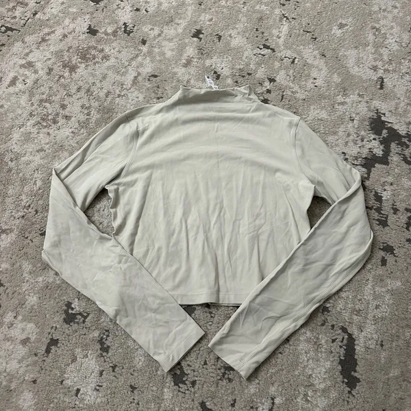 Lululemon All Aligned Mock Neck Long Sleeve Shirt Size 8 - White Opal - Image 2