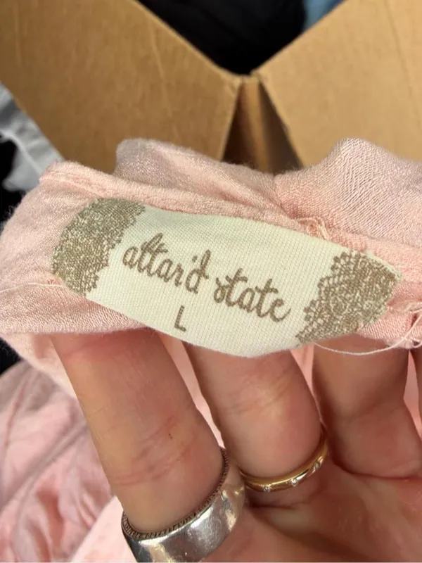 Altar'd State pink milkmaid cottagecore mini dress sz L #spring #girly #farm - Image 5