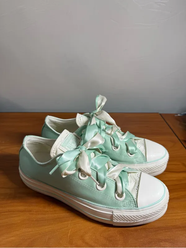 Converse Chuck Taylor All Star Lift Matte Satin lace Ribbon Sneaker Canvas Mint - Image 3