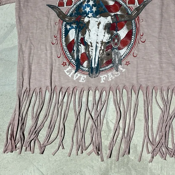 New Women's Affliction SS Desert Ride Pink Biker Tattoo Tee T-Shirt Top SZ M - Image 5