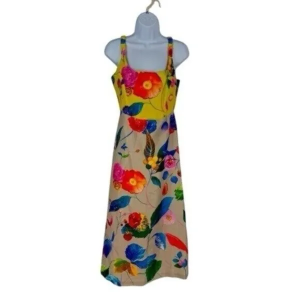Tuckernuck Vivid Jardin Dominique Dress S Multi Yellow Floral Midi NWT - Image 8