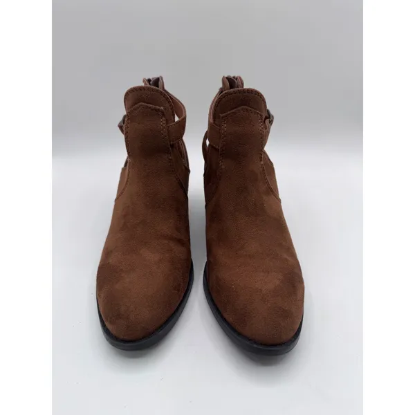 Soda 7 Brown Ankle‎ Boots Women's Faux Suede Cutout Buckle Western - Image 9