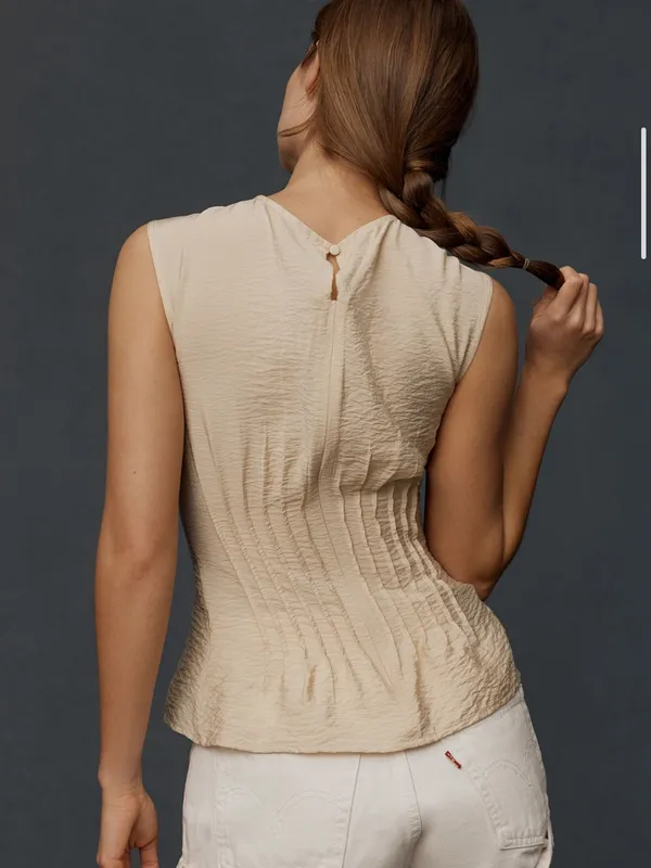 Anthropologie The Della Pleated-Waist Shell Top - Image 2