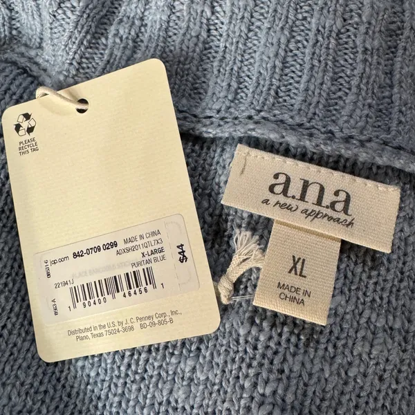 A.N.A. X-Large Cardigan Sweater Open Front Long Sleeve Stretch Puritan Blue New - Image 6