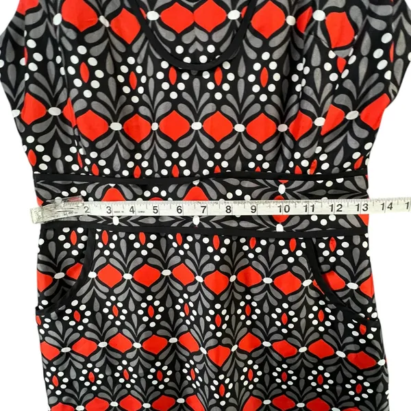 Milly Sheath Dress 2 Black Gray Red Silk Geometric‎ Sleeveless Modern Chic Party - Image 12