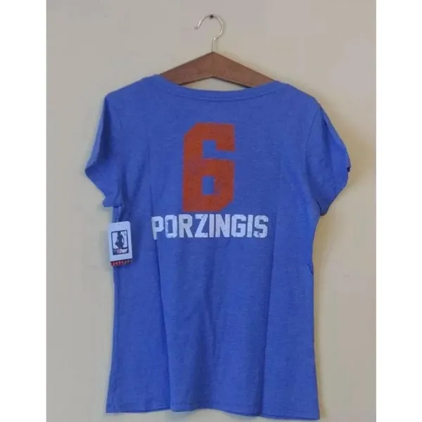 New York Knicks Porzingis NBA Womens V-Neck Tee by Majestic Threads L & 2X - Image 4