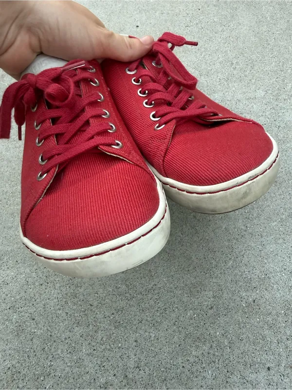 Birkenstock Arran Canvas Lace-Up Sneakers in Red & White Size US 7 - Image 5