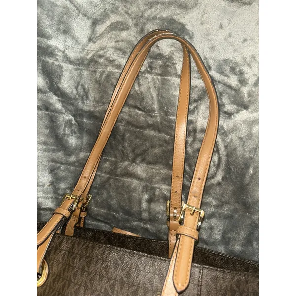 Michael Kors‎ Jet Set Travel Large Mk Signature Logo Tote Handbag Brown 30S11T4B - Image 7