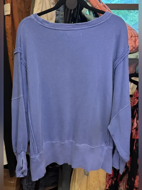 NWOT Free People We the Free Camden Sweatshirt - Blue Iris Periwinkle - Small - Image 8
