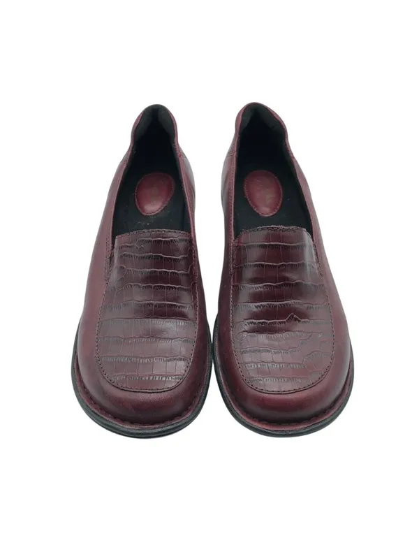Clarks Artisan Womens Loafer Shoes Red Leather Slip On Crocodile Embossed 7 M - Image 3