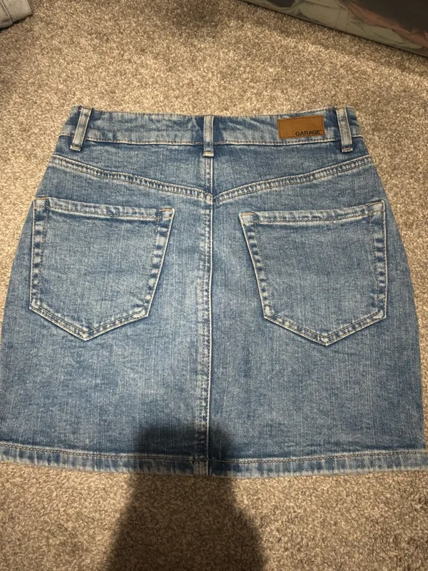 Garage Light Blue Denim Mini Skirt with Front Zip - Image 2
