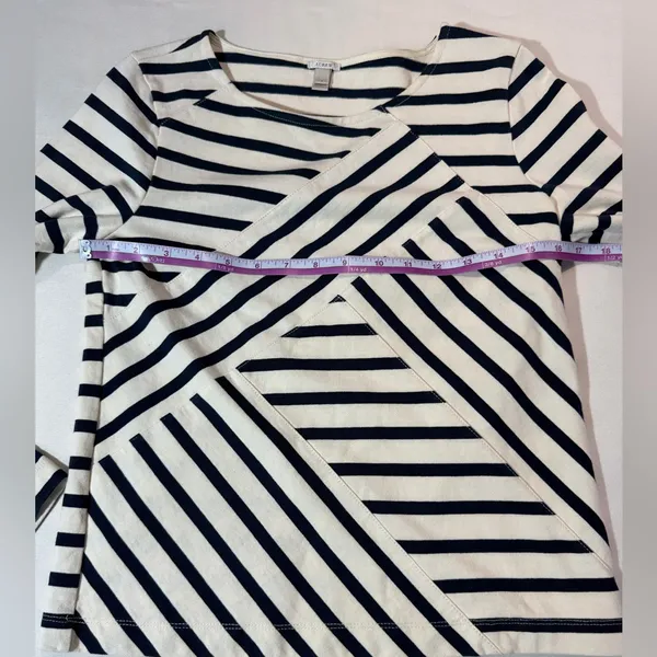 J. Crew Black and White Striped Long Sleeve Top - Image 5