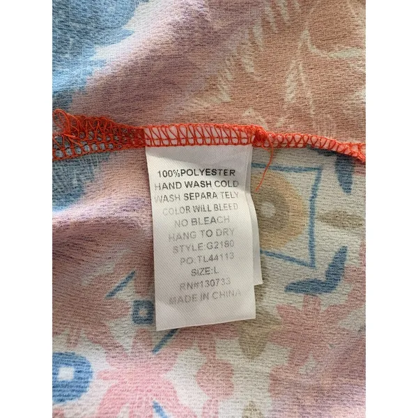 Umgee Orange Multicolor Bohemian Peasant Bell Sleeves Dress/Tunic Keyhole Large - Image 5