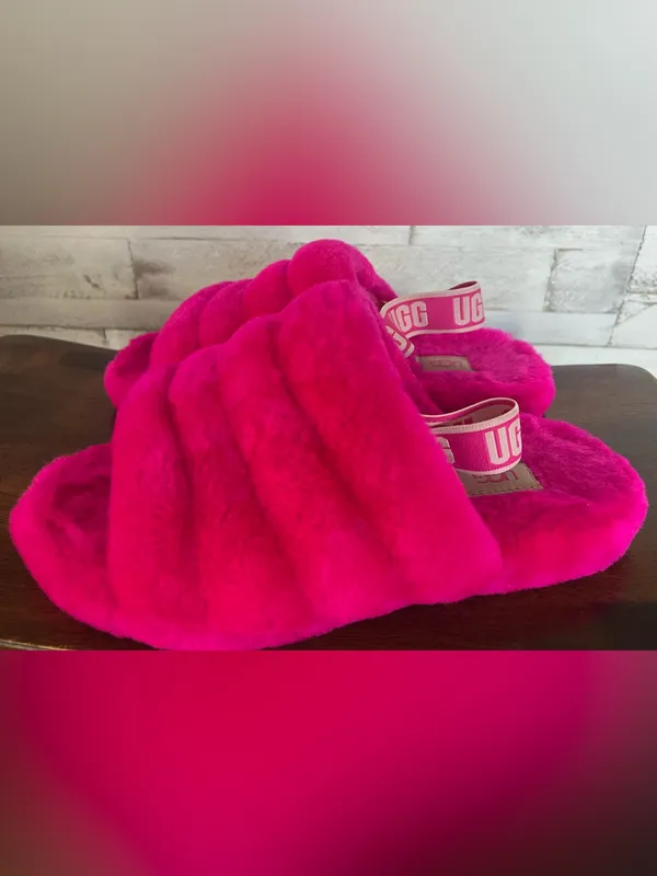 Ugg Fluff Yeah Slide in Bright Pink Women’s Size 5 - Image 2