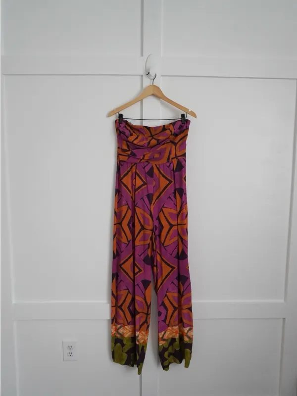 Zara Strapless Printed Wide Leg Jumpsuit - Image 4