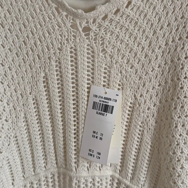 NEW Abercrombie & Fitch Crochet Mini Dress Size Large NWT Cream Beach Boho - Image 6