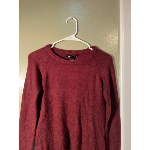 Olivaceous Women's Size Small Knit Top Long Sleeve Tie Front Burgundy Soft - Image 3