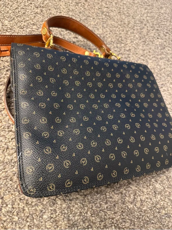 Vintage Pollini Monogram Leather Satchel Bag Italy Dark Academia - Image 11