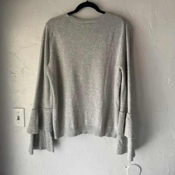 J Crew Mercantile Sweater Womens XL Gray Ruffle Sleeve Pullover Coquette‎ Preppy - Image 9