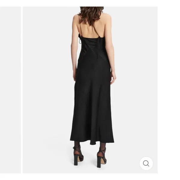 NEW Bardot Lamont Black Satin Slip Dress Size XXL/US 12 Midi‎ Lace - Image 2