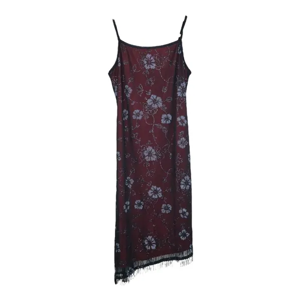 Vintage 90s Candy Rocket Floral Fringe Mini Dress - Image 2